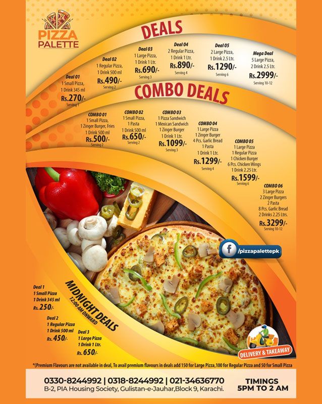 Pizza Palette menu