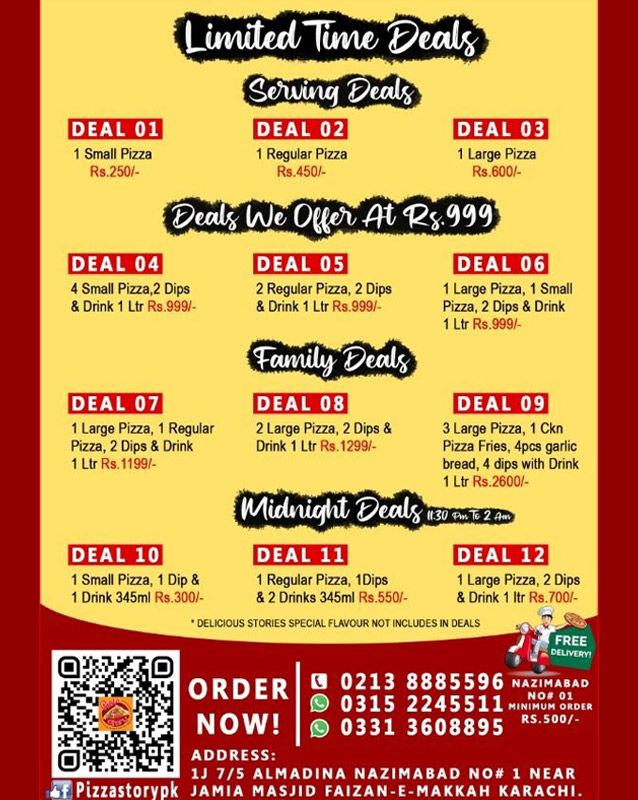 Pizza Story menu