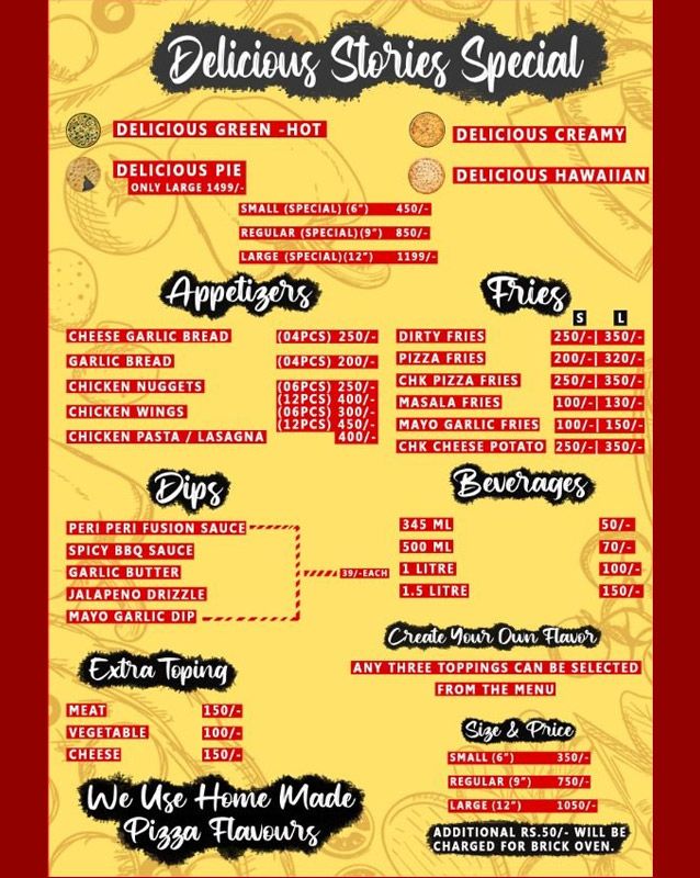 Pizza Story menu