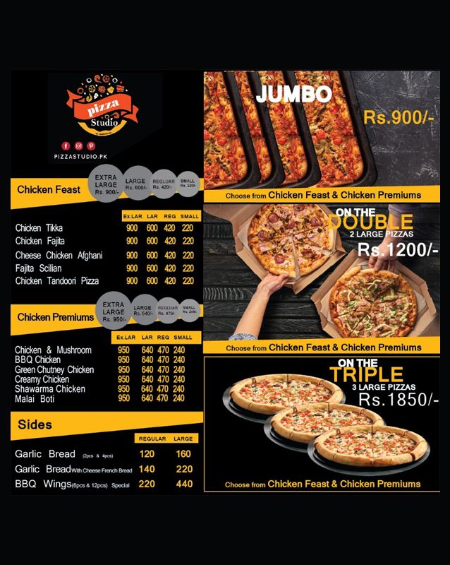 Pizza Studio menu