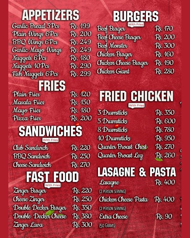 Pizza Tonight Karachi menu