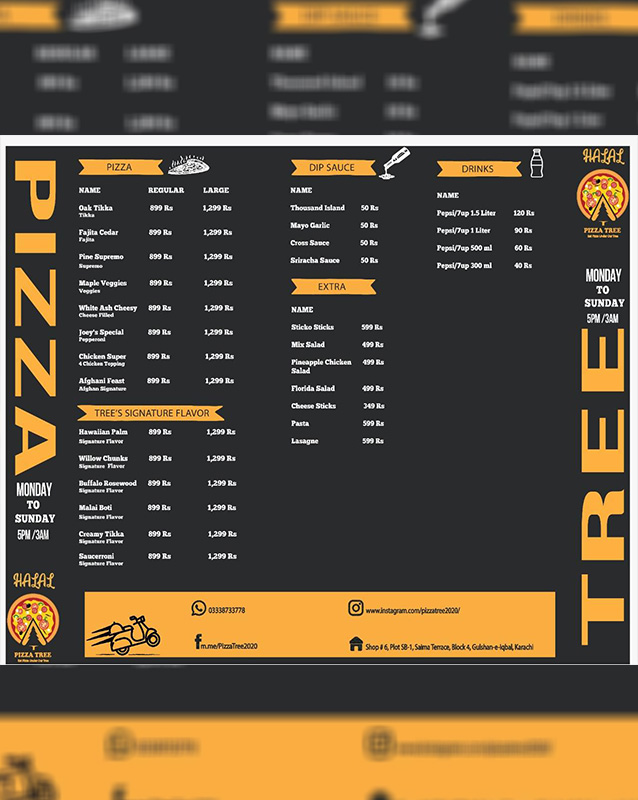 Pizza Tree menu