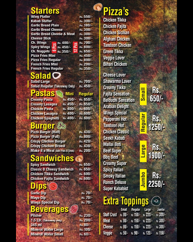 Pizza Wing  menu