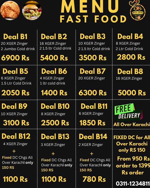 Pizza Xpert menu