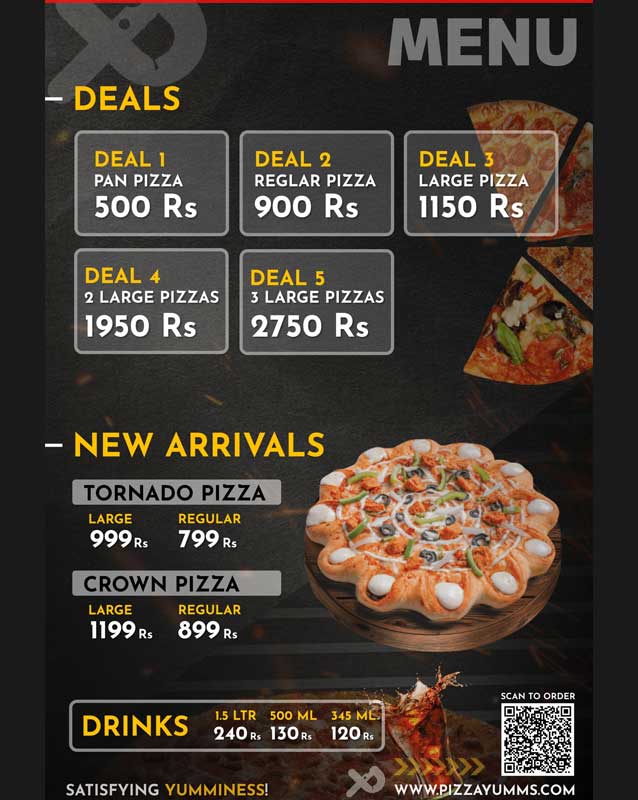 Pizza Yumm's menu