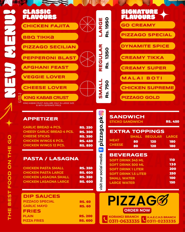 Pizzago menu