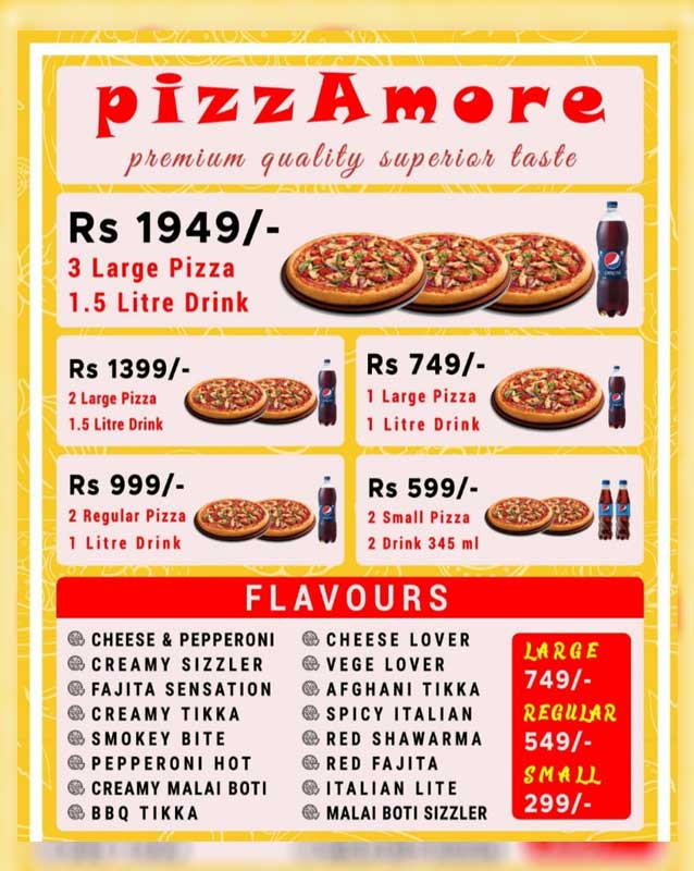 pizzAmore menu