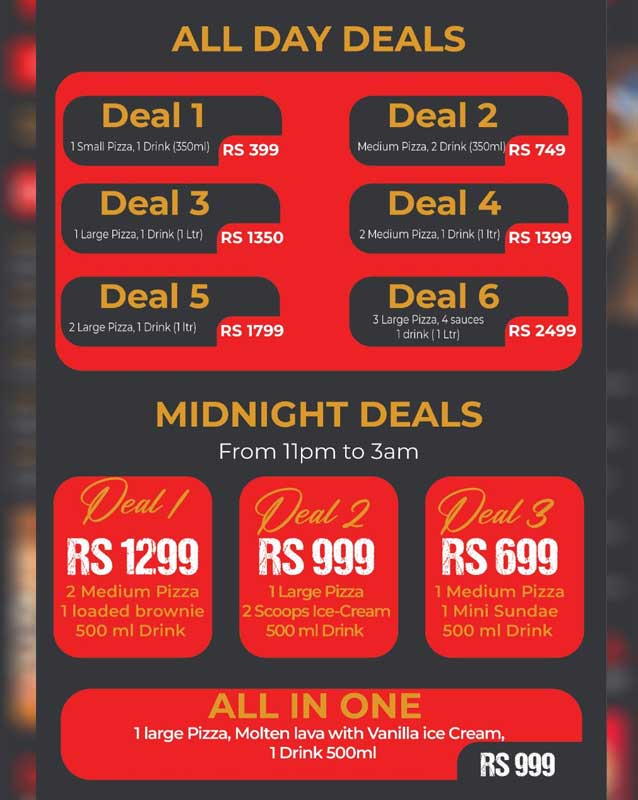 Pizzanos menu