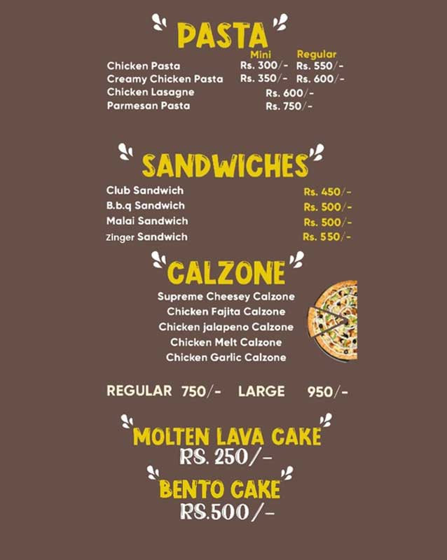 Pizzay menu