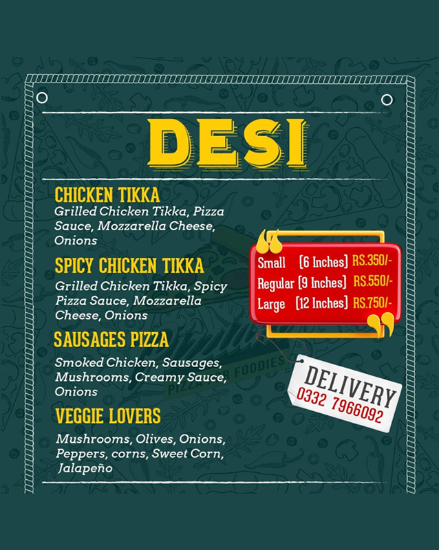 Pizziano menu