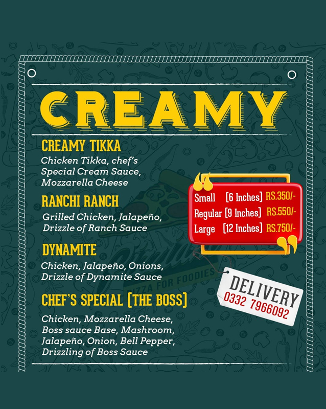 Pizziano menu