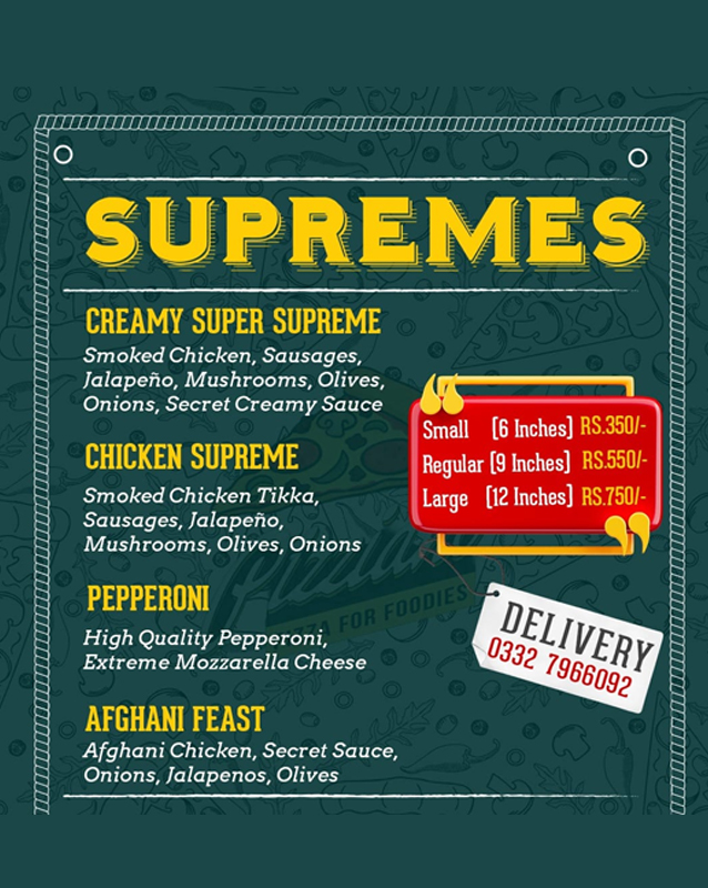 Pizziano menu