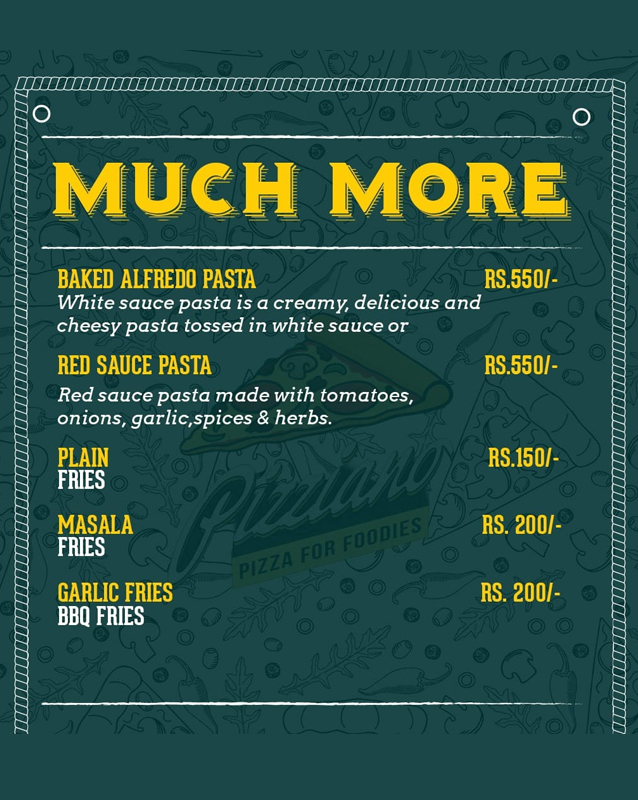Pizziano menu