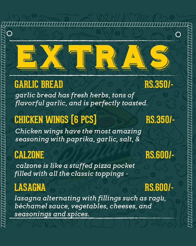 Pizziano menu