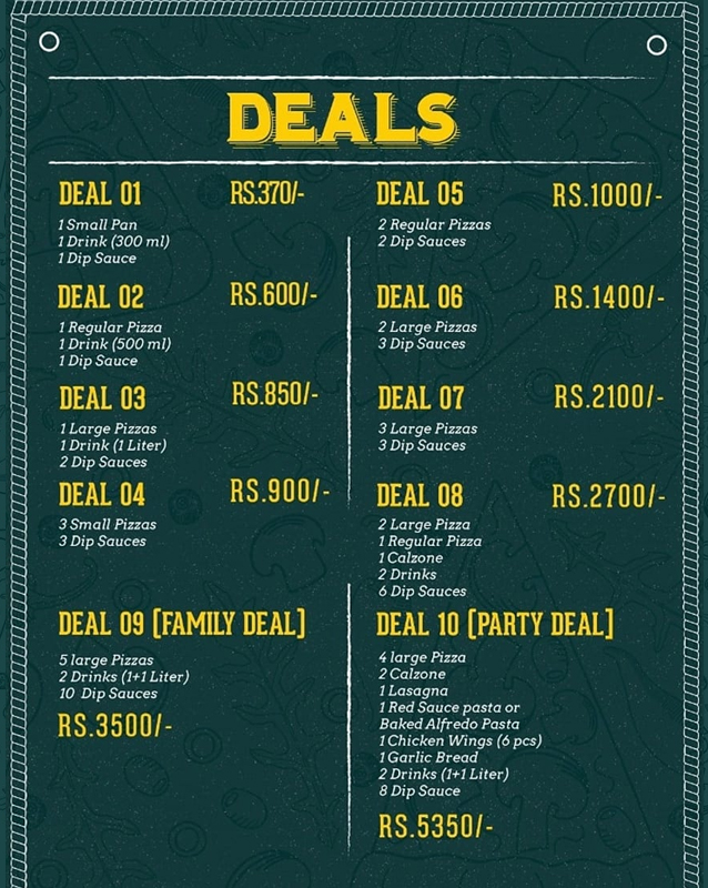 Pizziano menu