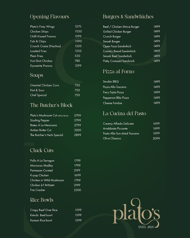 Plato's  menu