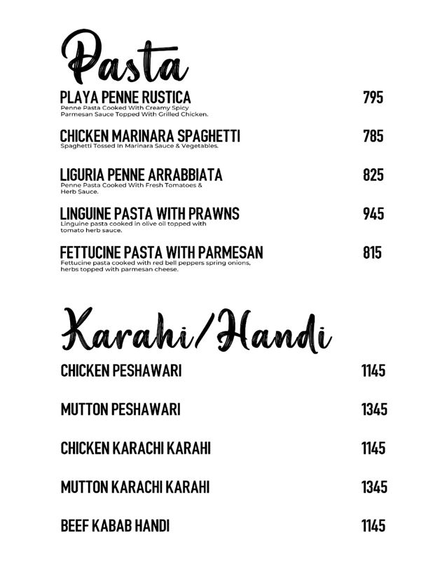 Playa Grill menu