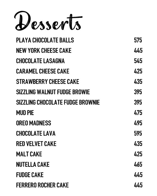 Playa Grill menu