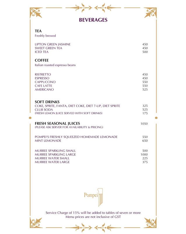 Pompei menu