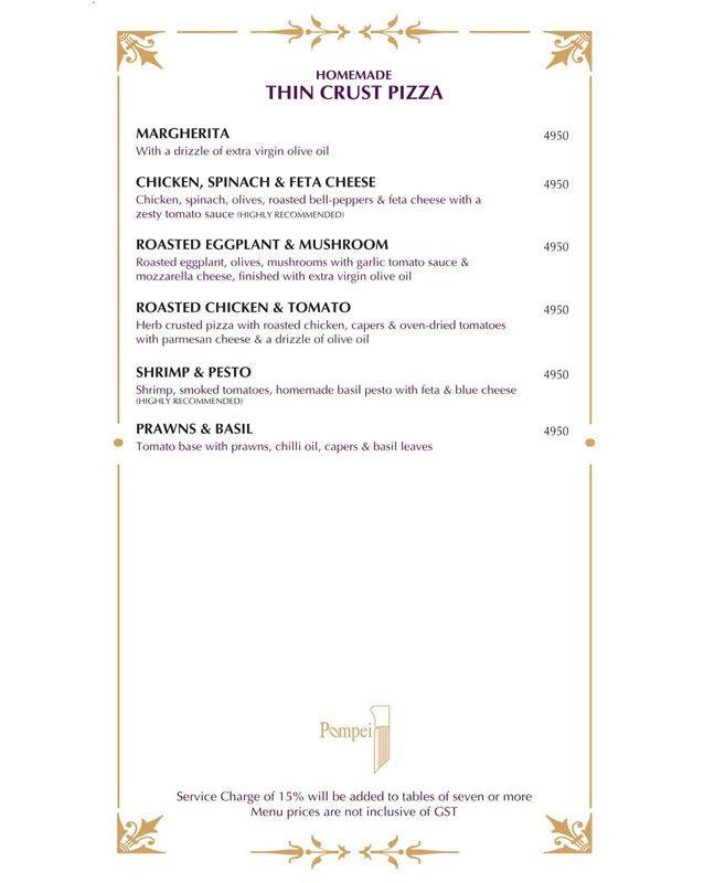 Pompei menu