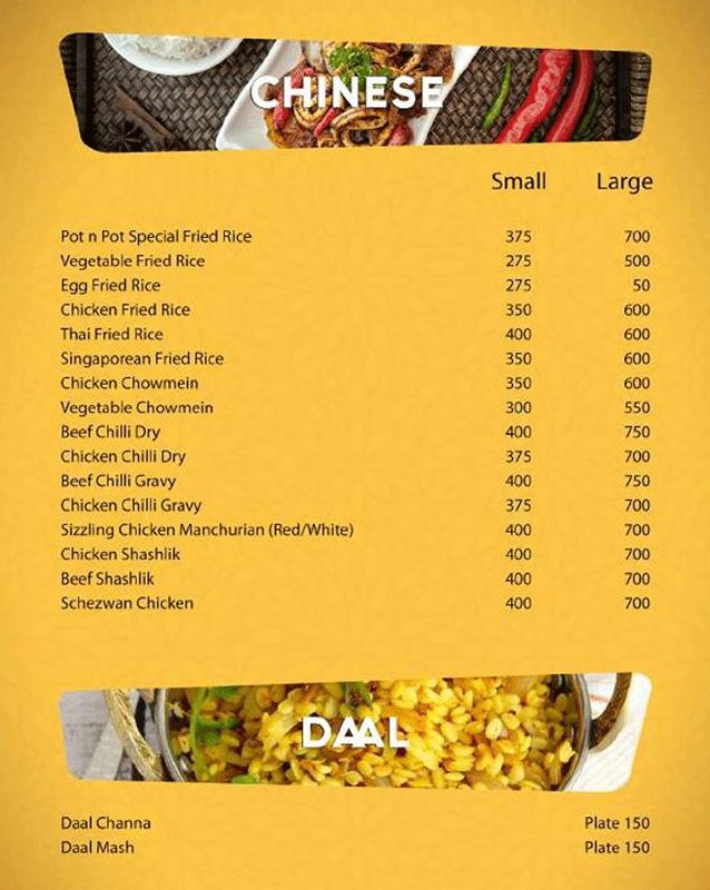 Pot n Pot menu