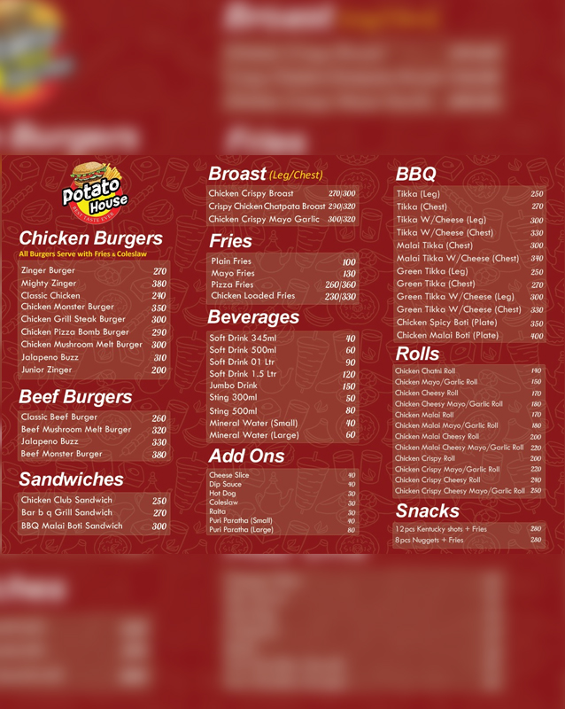 Potato House menu