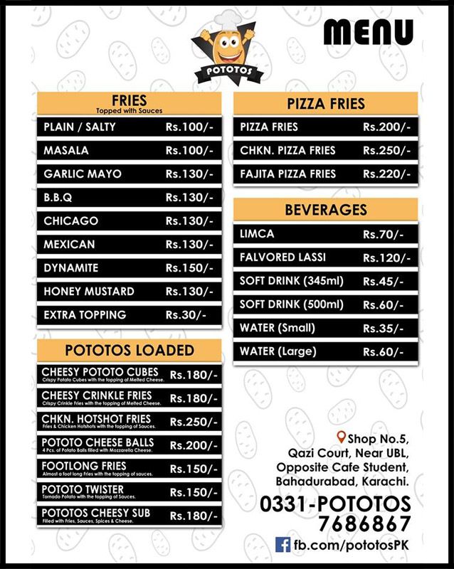 Pototos menu