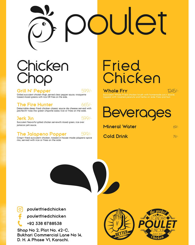 Poulet menu