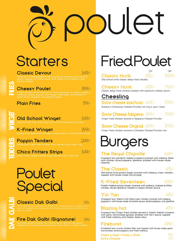 Poulet menu