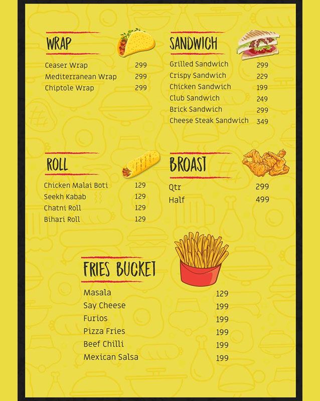 Pub-G Cafe menu