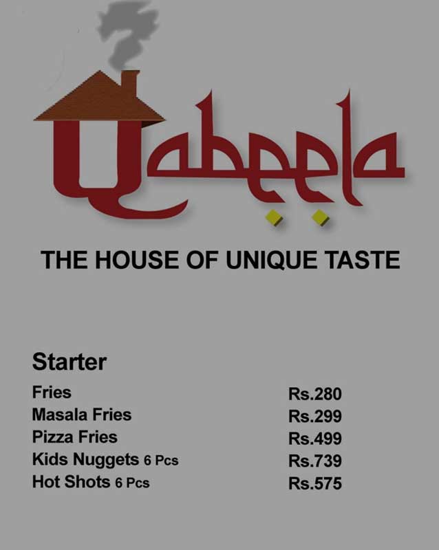 Qabeela Restaurant menu