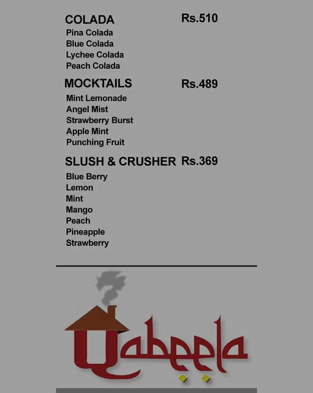 Qabeela Restaurant menu