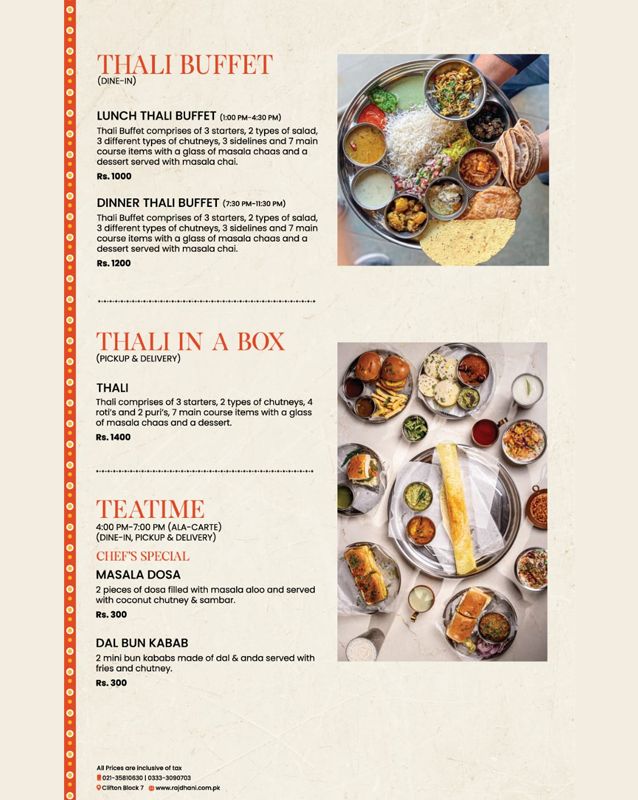 Rajdhani Delights menu
