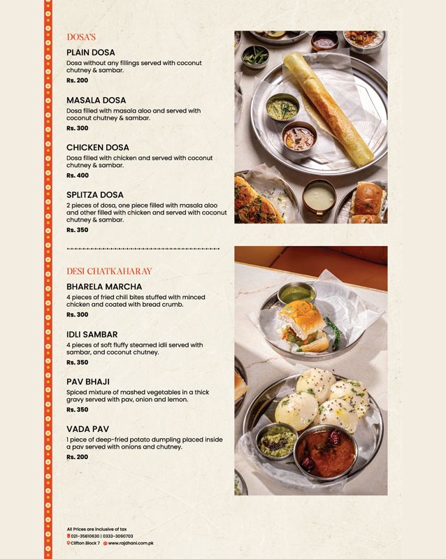 Rajdhani Delights menu