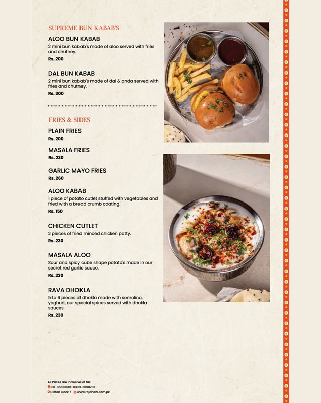 Rajdhani Delights menu