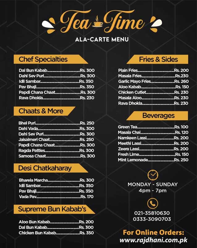 Rajdhani Delights menu