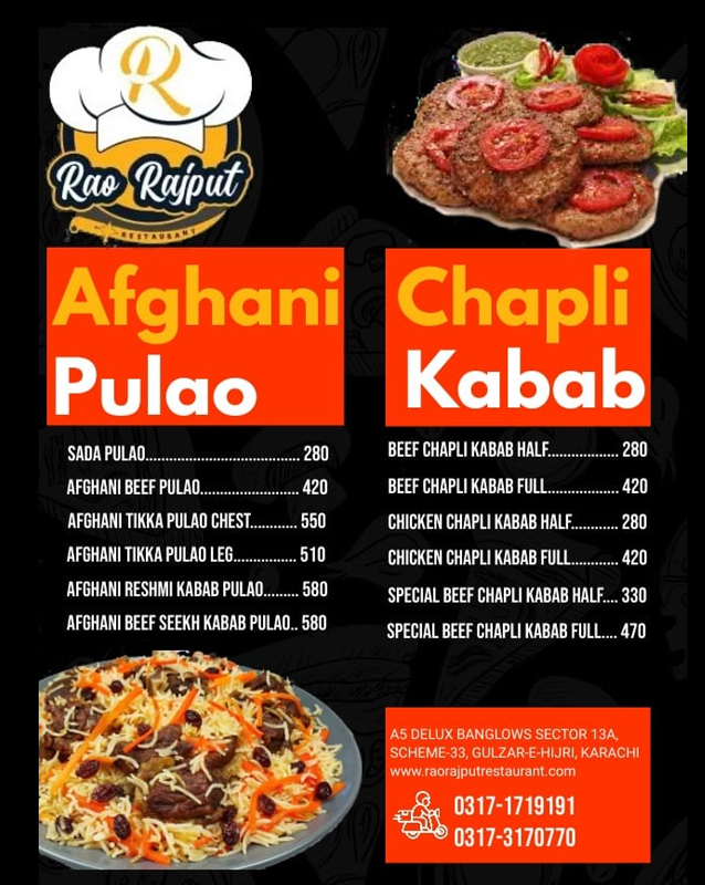Rao Rajput Restaurant menu