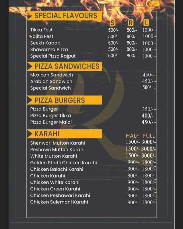 Rao Rajput Restaurant menu