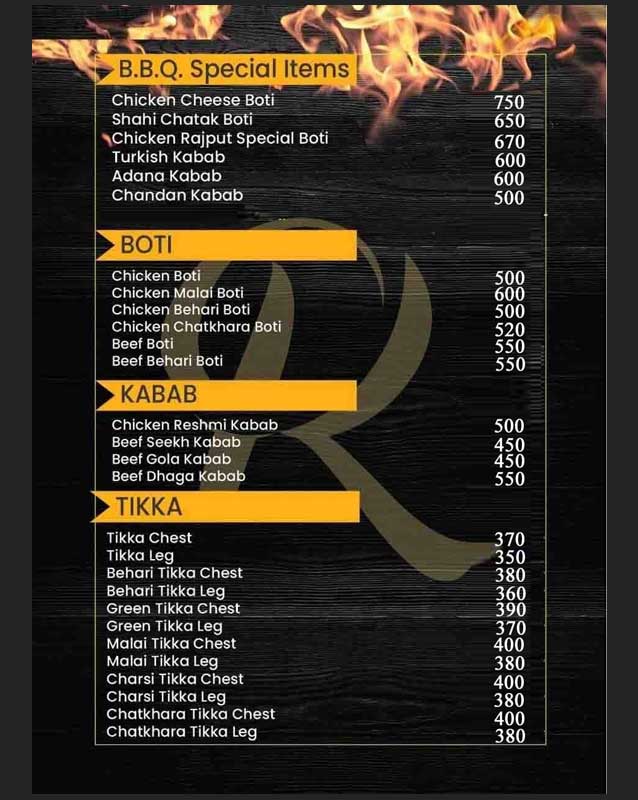 Rao Rajput Restaurant menu
