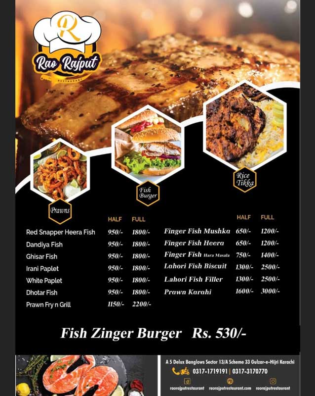 Rao Rajput Restaurant menu