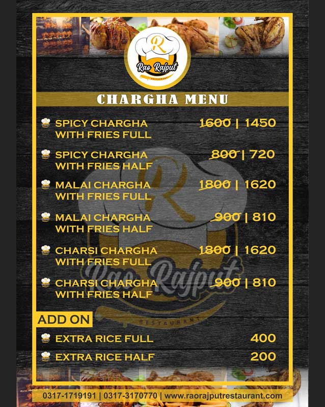 Rao Rajput Restaurant menu