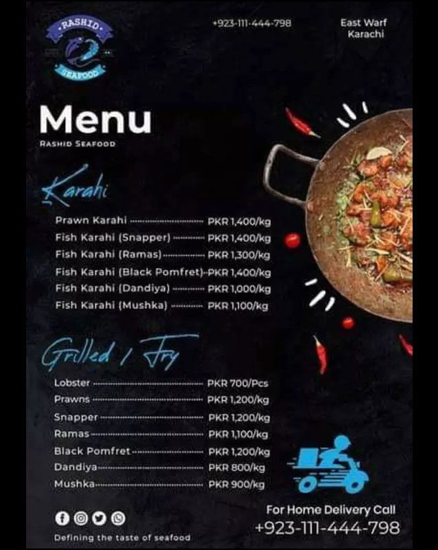 Rashid SeaFood menu