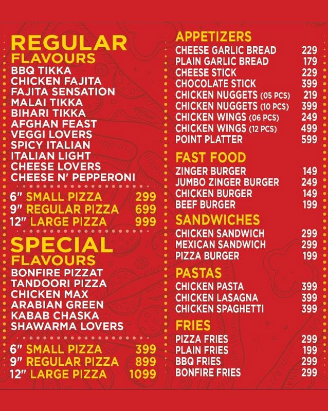 Redline Pizza menu