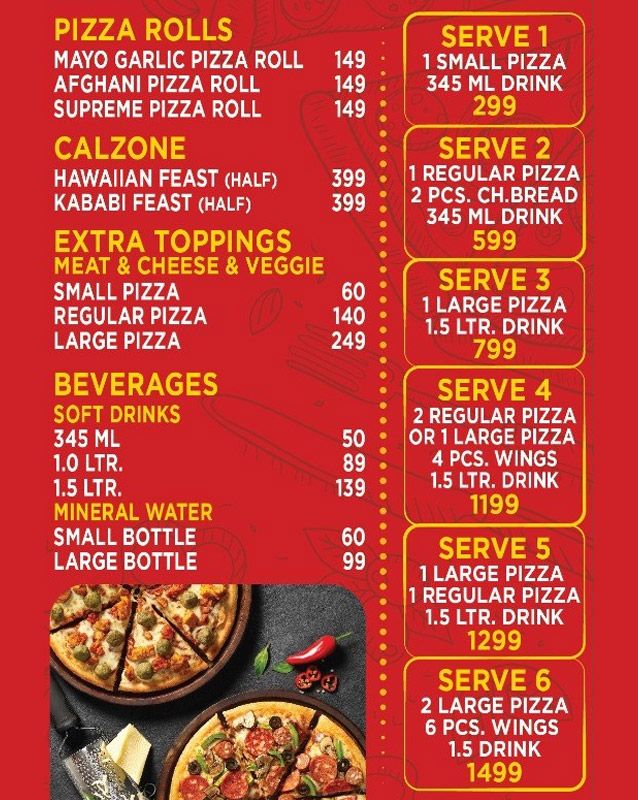Redline Pizza menu