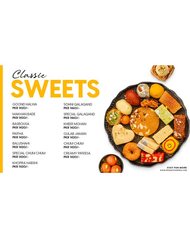 Rehmat-e-Shereen menu