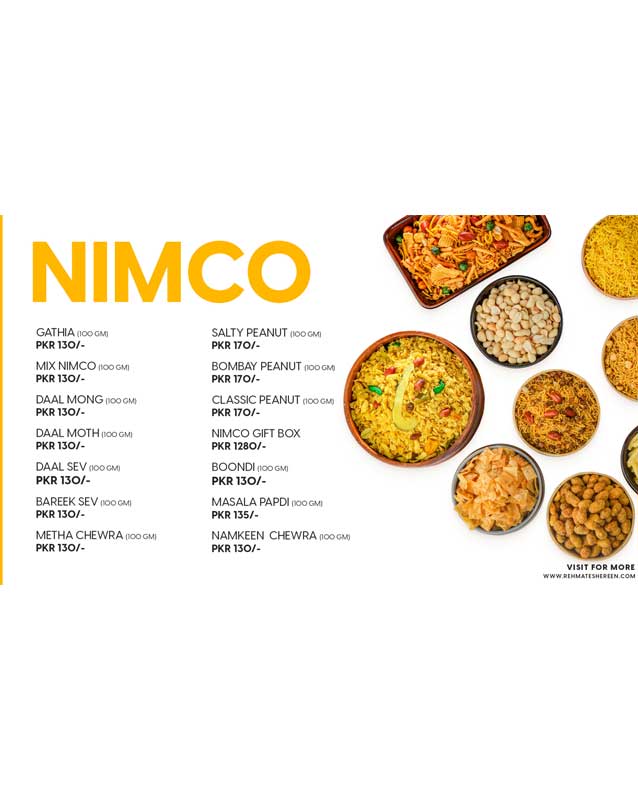 Rehmat-e-Shereen menu