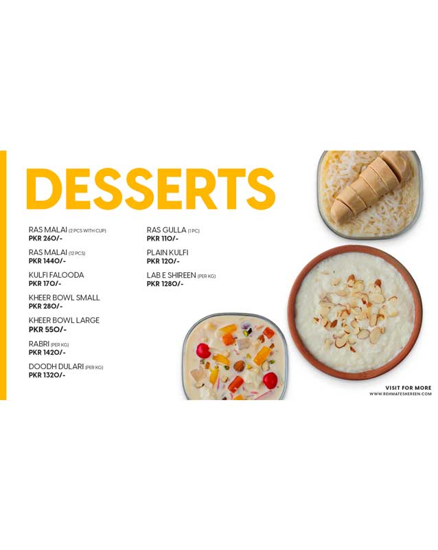 Rehmat-e-Shereen menu
