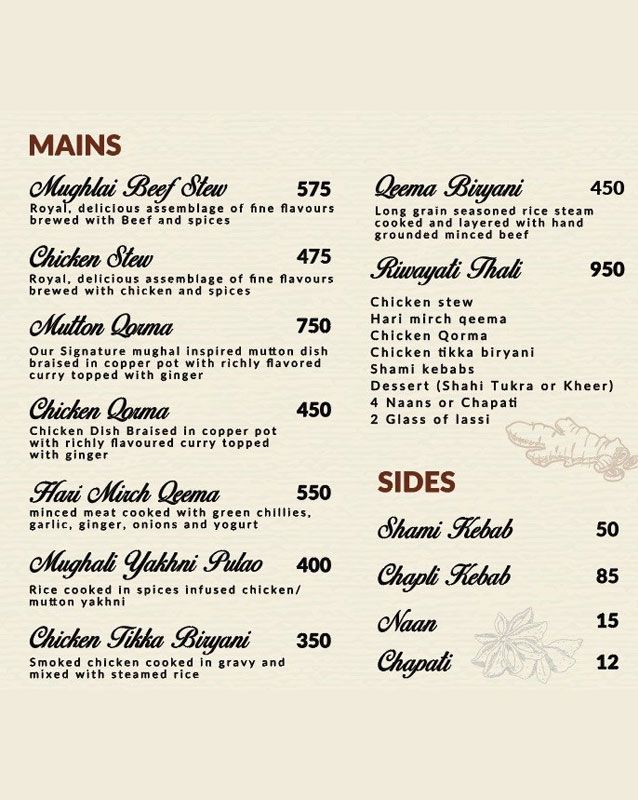 Riwayati Lazzat menu