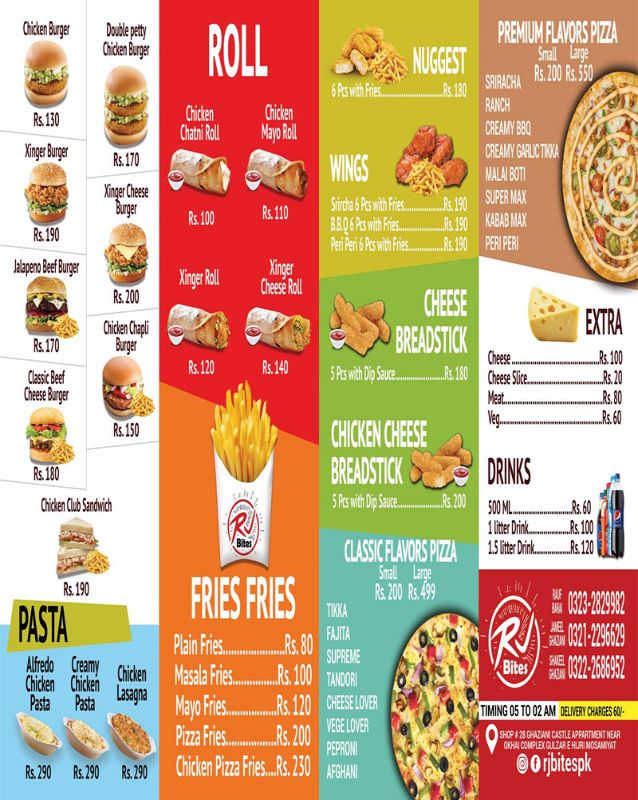 RJ Bites menu