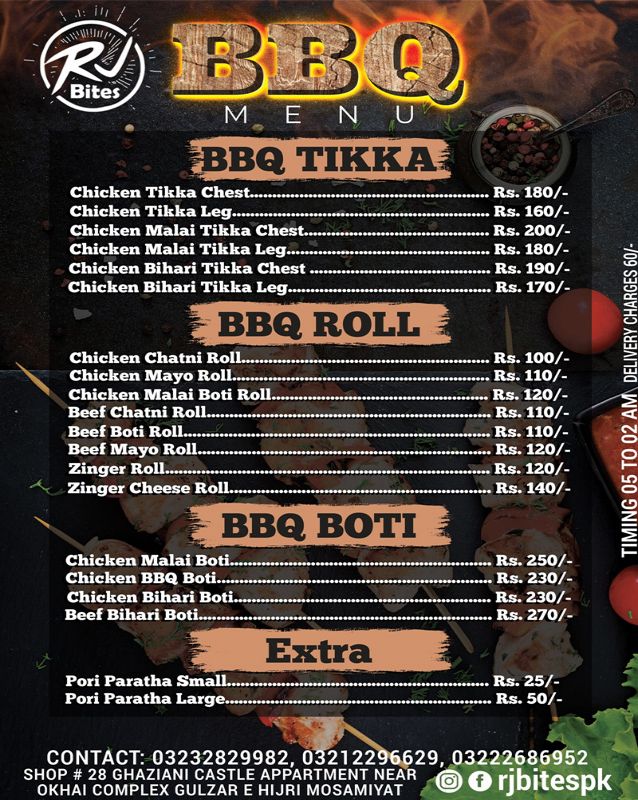 RJ Bites menu